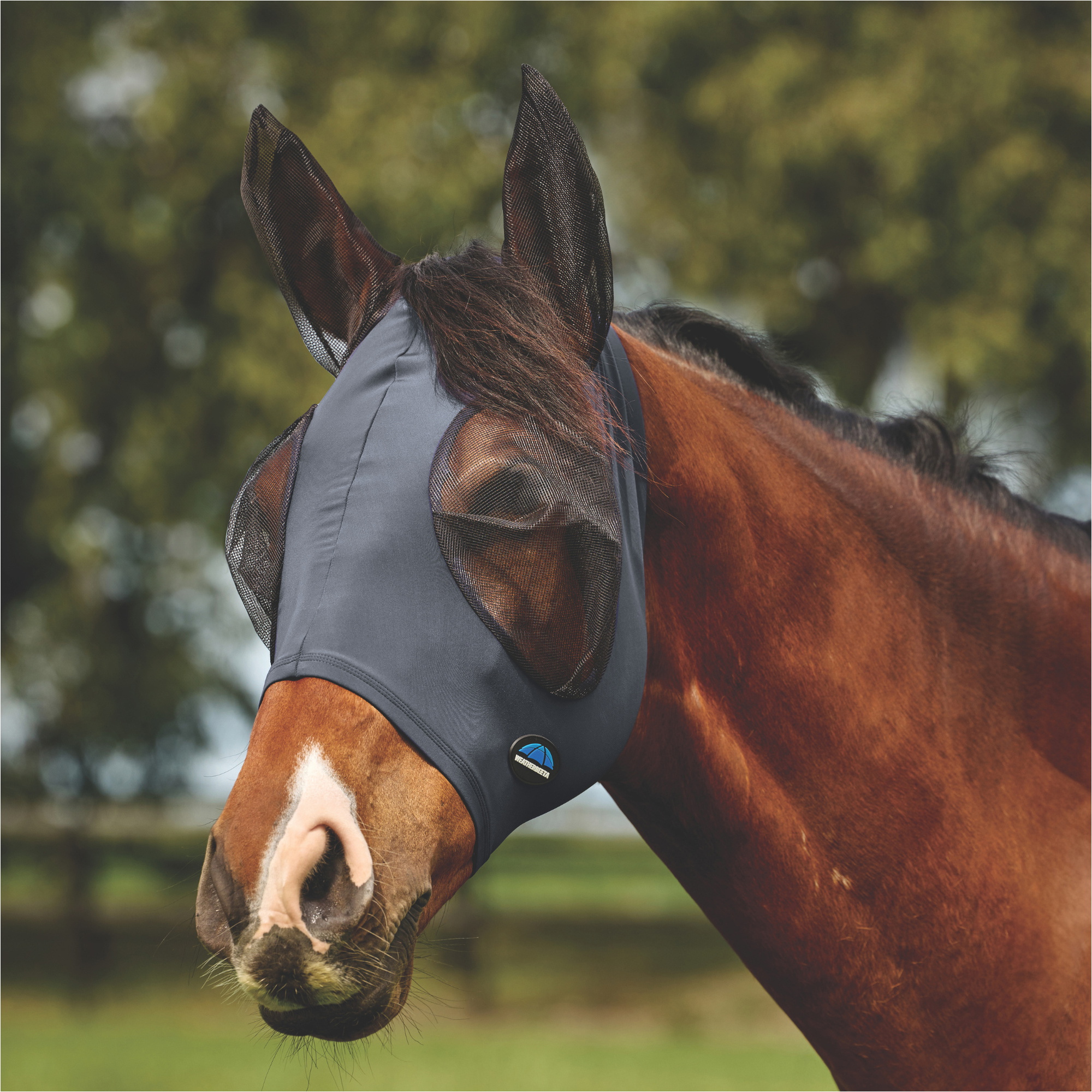 2026 WeatherBeeta Comfitec Deluxe Stretch Fly Mask With Ears 1029984014 - Charcoal / Black
